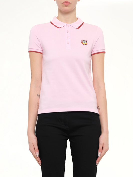 Image of a model wearing Tops. Product name - Tiger Polo in Pink colour by brand - KENZO