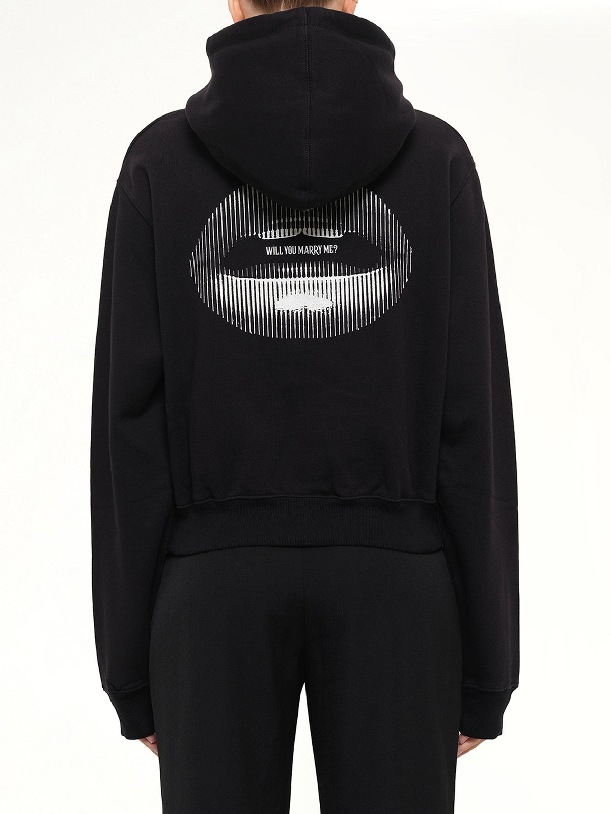 OFF-WHITE Lips Cropped Hoodie (Black)