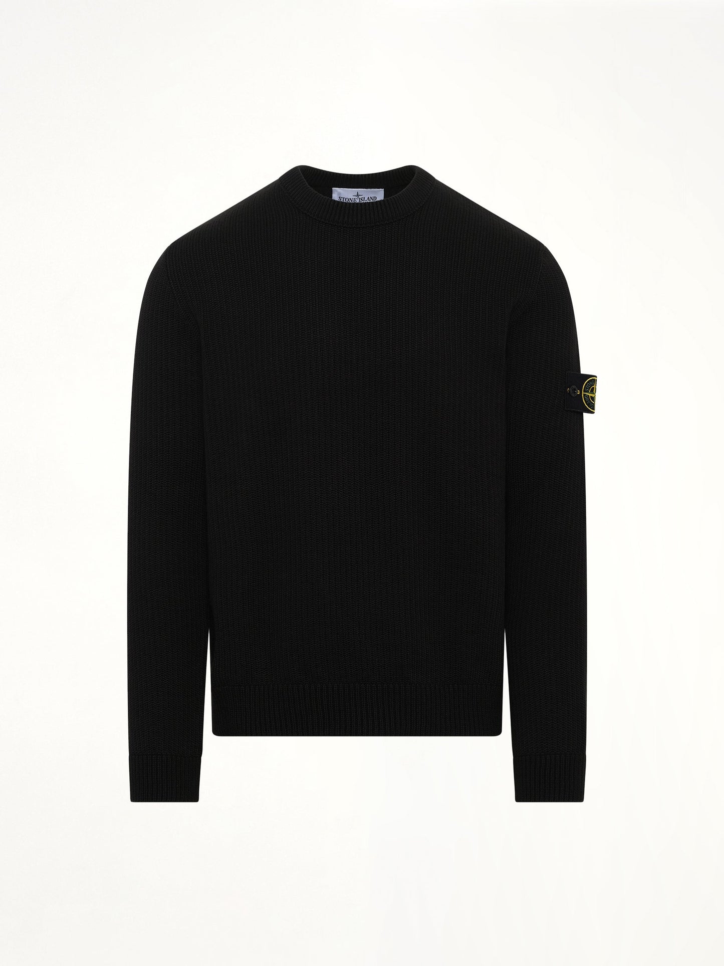 STONE ISLAND 510004 Wool Crew Neck Sweater (Black)