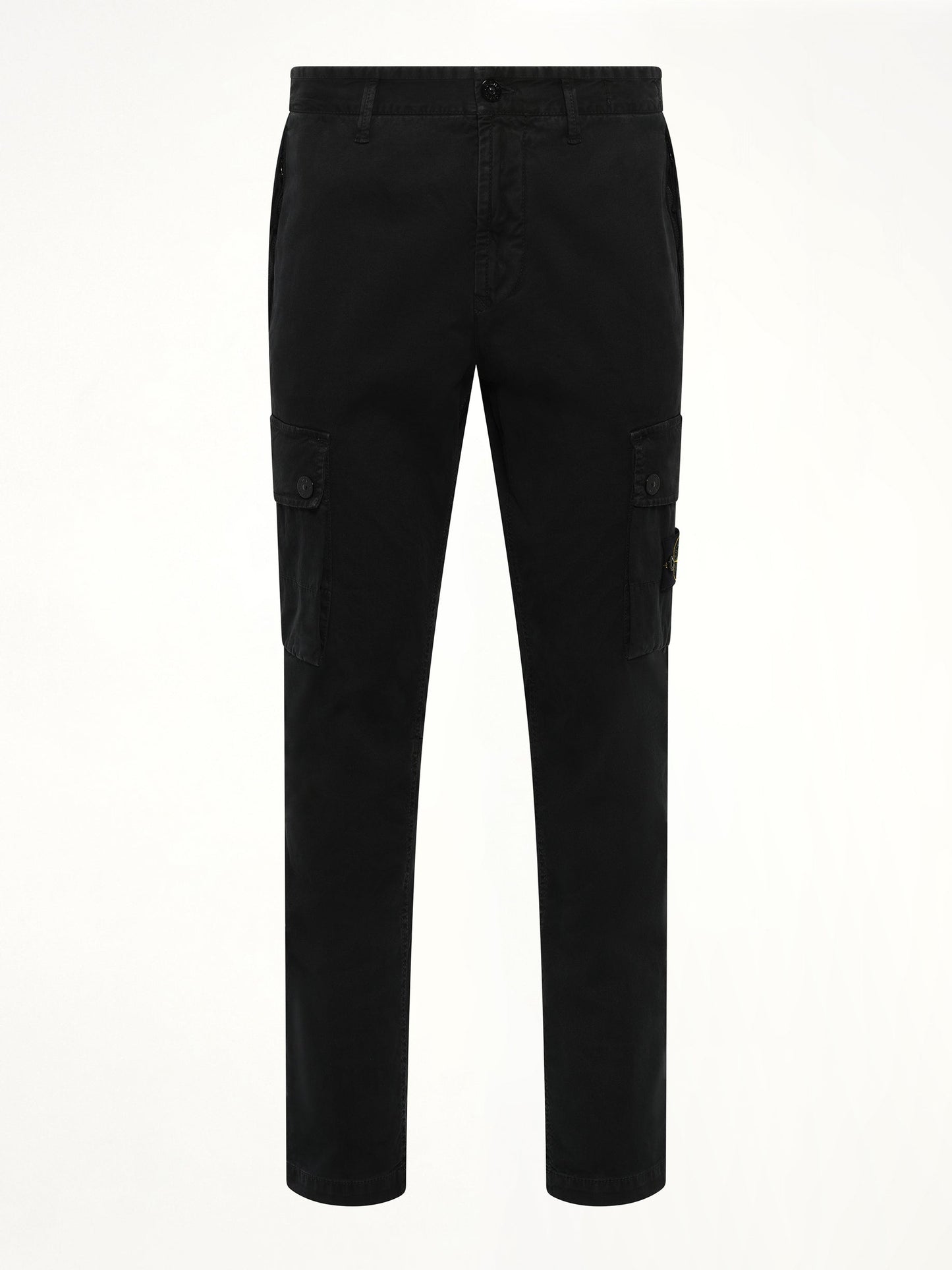 STONE ISLAND 3100034 Stretch Organic Broken Twill Cotton 'Old' Effect Cargo Pants (Black)