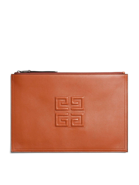 Image of Wallets & Money Clips. Productname: GIVENCHY 4G Embroidered Pouch in BROWN colour by brand - GIVENCHY