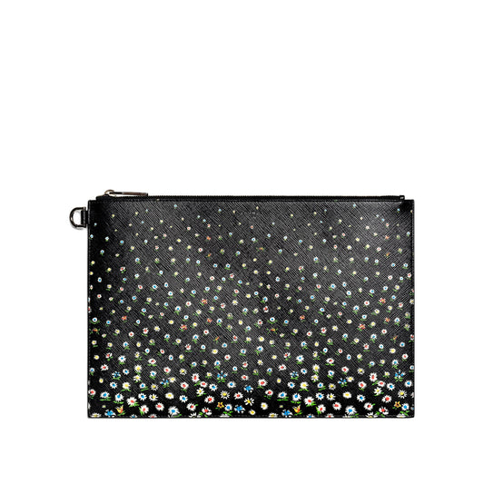 Image of Wallets & Money Clips. Productname: GIVENCHY Daisies Pouch in BLACK colour by brand - GIVENCHY