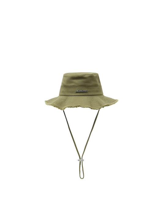 Image of Hats. Productname: JACQUEMUS Artichaut Frayed Expedition Hat in GREEN colour by brand - JACQUEMUS