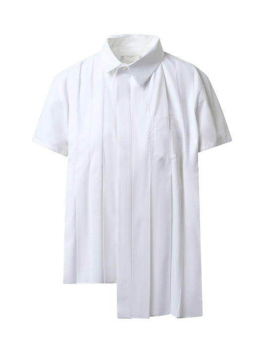 SACAI Asymmetric Cotton Poplin Shirt (White)