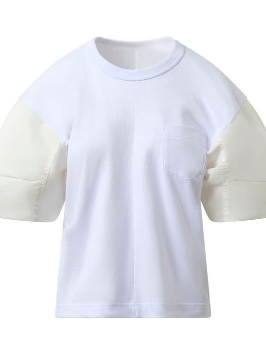 SACAI Nylon Twill Cotton Jersey T-Shirt (Off White)