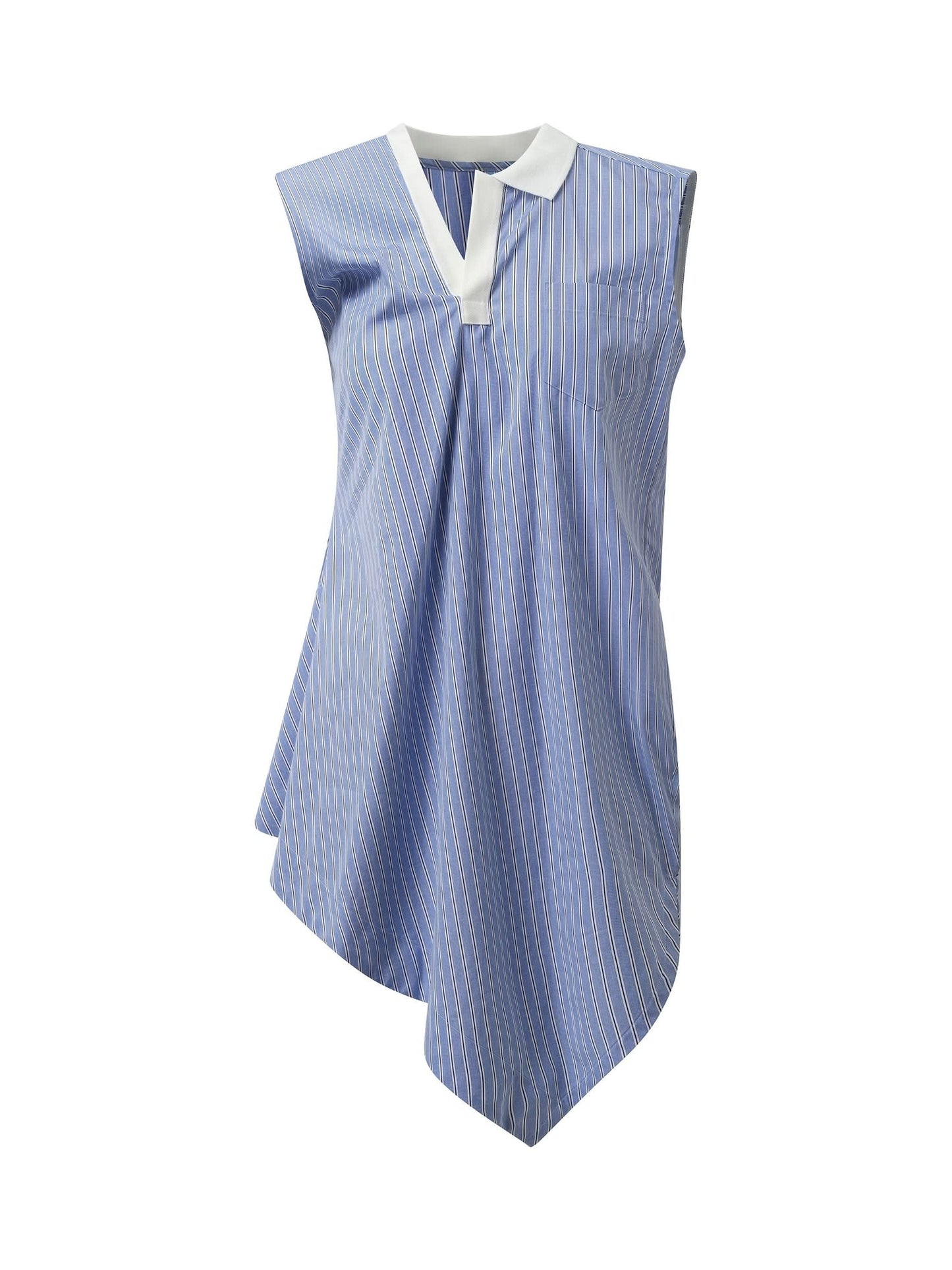 SACAI Cotton Poplin Polo Shirt (Blue)