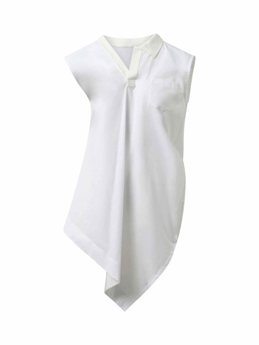 SACAI Cotton Poplin Polo Shirt (Off White)