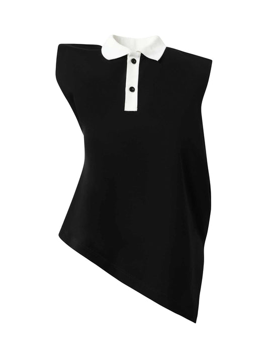 SACAI Cotton Poplin x Cotton Jersey Polo (Black)