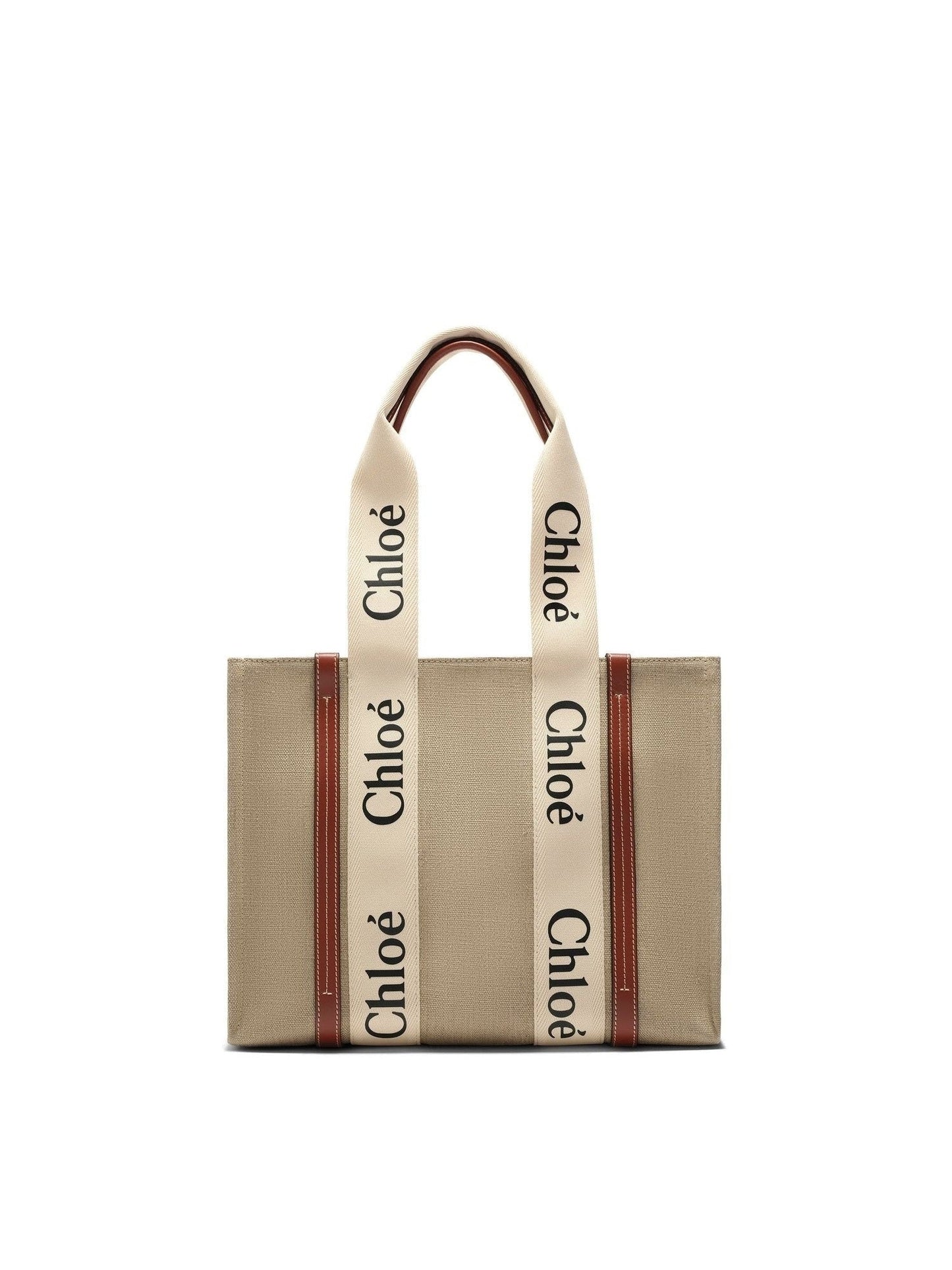 Image of Bags. Productname: CHLOE Medium Eco Woody Tote Bag with Strap in WHITE colour by brand - CHLOE