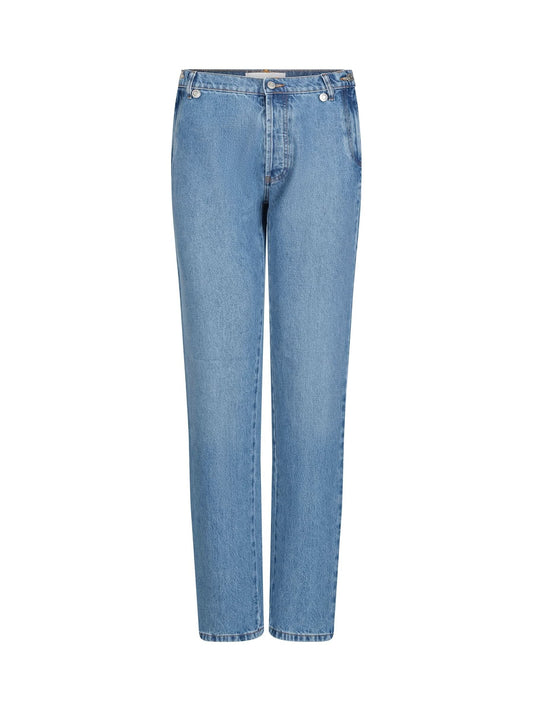 Image of a model wearing Denim. Productname: COPERNI Open Hip Denim Trousers in Washed Blue colour by brand - COPERNI