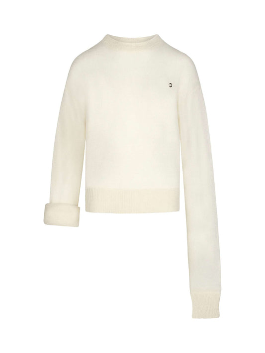 Image of a model wearing Outerwear. Productname: COPERNI Knotted Sleeves Jumper in White colour by brand - COPERNI