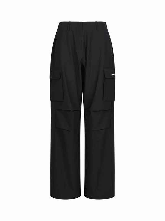 Image of a model wearing Pants. Productname: COPERNI Tailored Wide Leg Cargo Pants in Black colour by brand - COPERNI