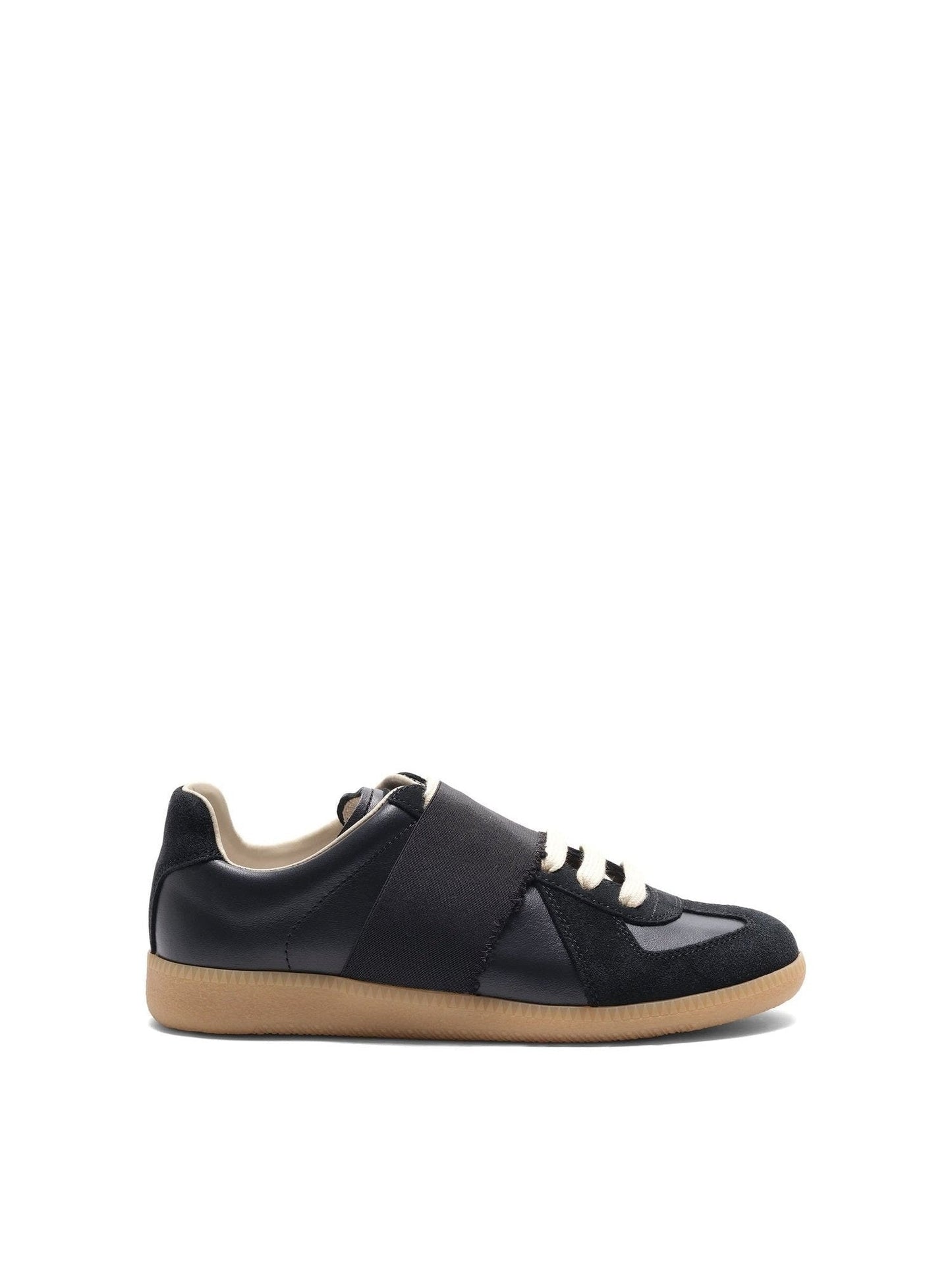 Image of Sneakers. Productname: MAISON MARGIELA Replica Leather Sneakers in Black Black colour by brand - MAISON MARGIELA