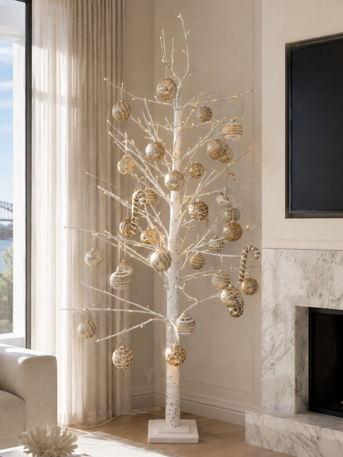 Image of Accessories. Product name - 160cm Pre-Lit Decorative Christmas Tree White in White colour by brand - Threadz