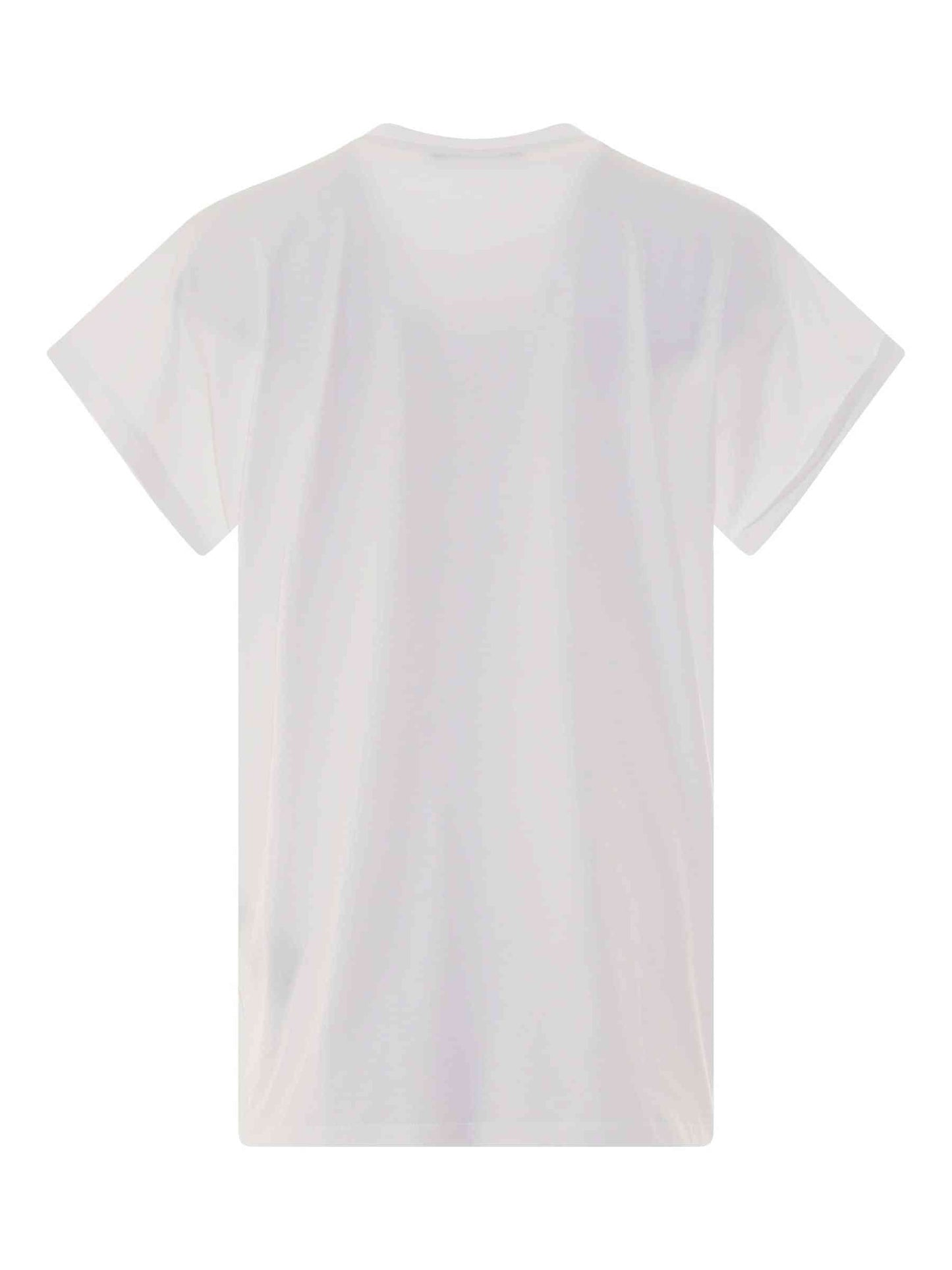 BALMAIN Short Sleeve Rhinestone Logo T-Shirt (White)
