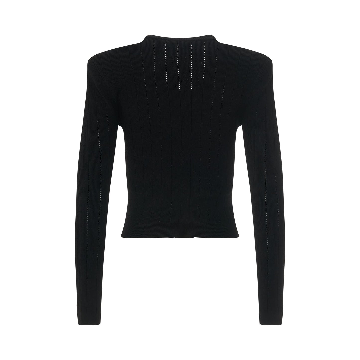 BALMAIN Buttoned Knit Crop Cardigan (Black)