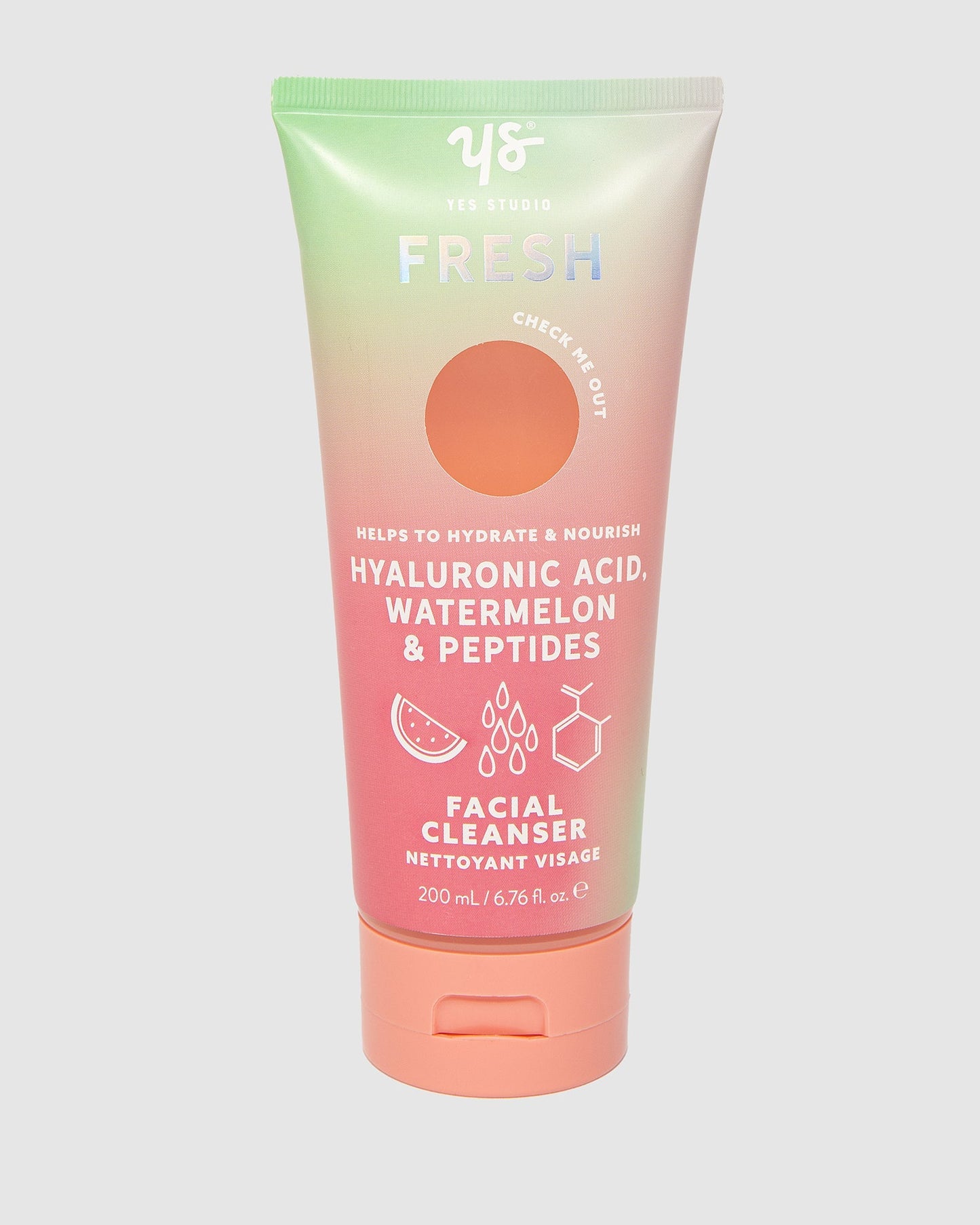 YES STUDIO Facial Cleanser 200ml Hyaluronic Acid, Watermelon & Peptides (Print)