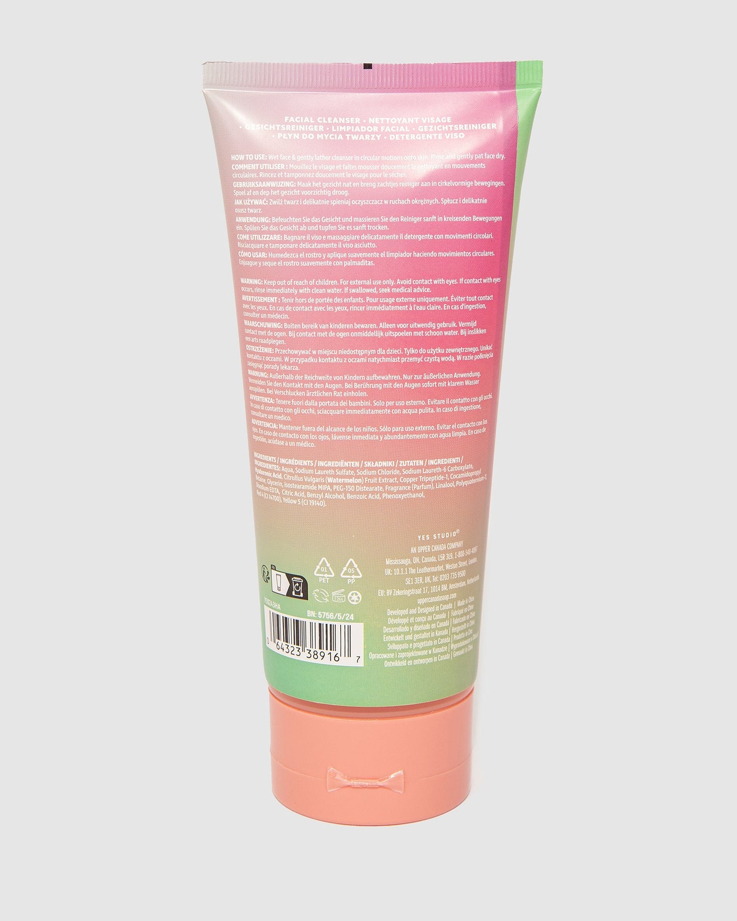 YES STUDIO Facial Cleanser 200ml Hyaluronic Acid, Watermelon & Peptides (Print)
