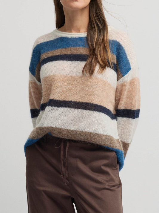 Image of a model wearing Outerwear. Productname: Yarra Trail Ashen Knit in Capri colour by brand - Yarra Trail