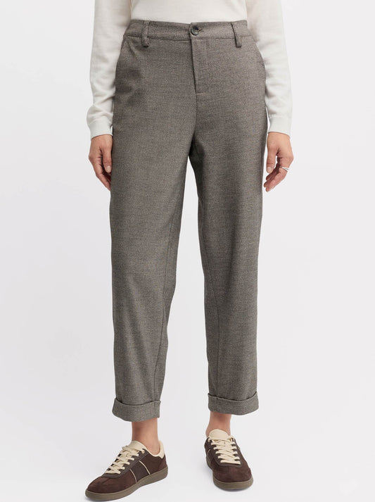 Image of a model wearing Pants. Productname: Yarra Trail Aurora Pant in Truffle Marle colour by brand - Yarra Trail