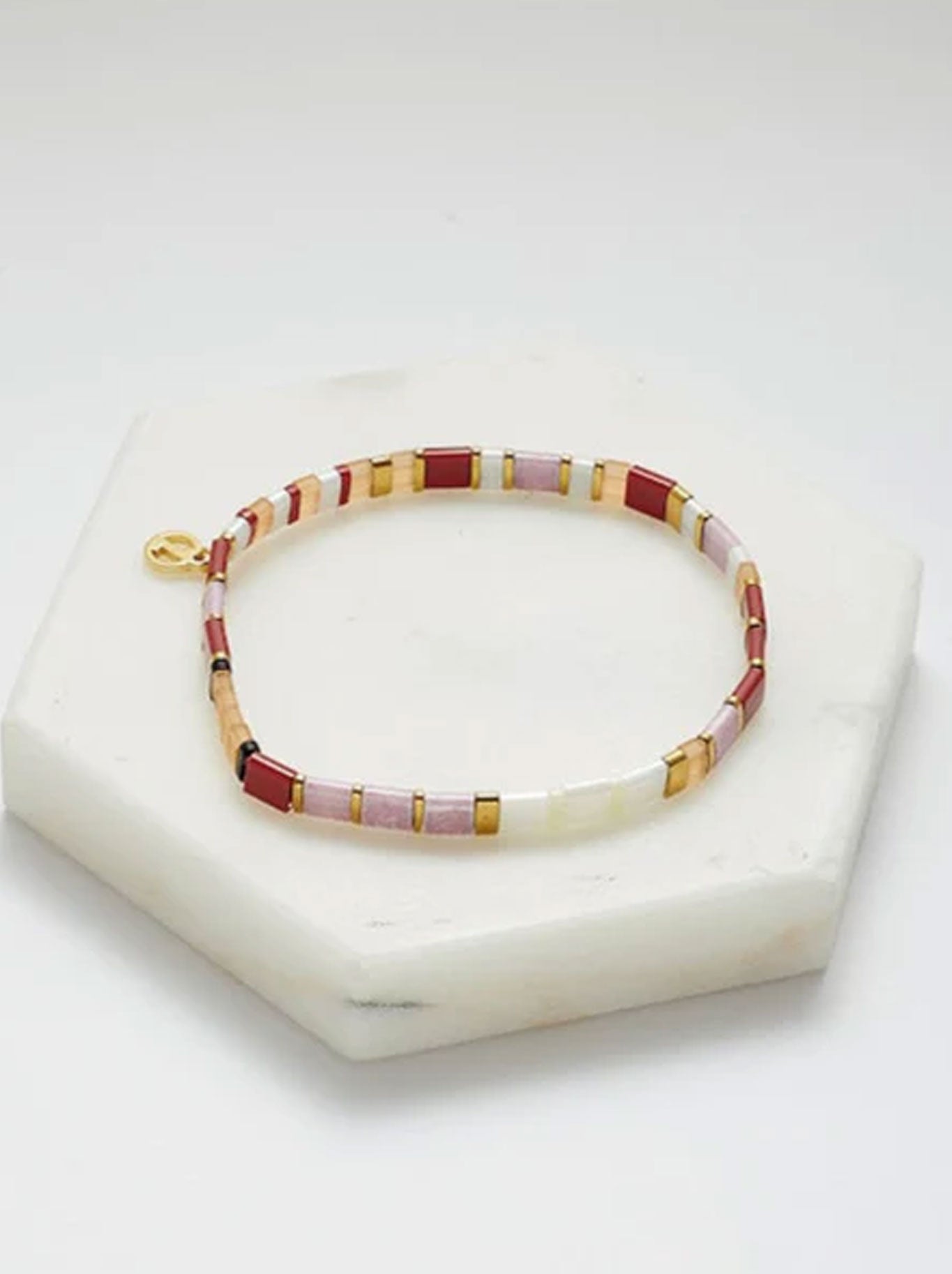 Image of Bracelets. Product name - ZAFINO TILE BRACELET in Rouge colour by brand - Zafino