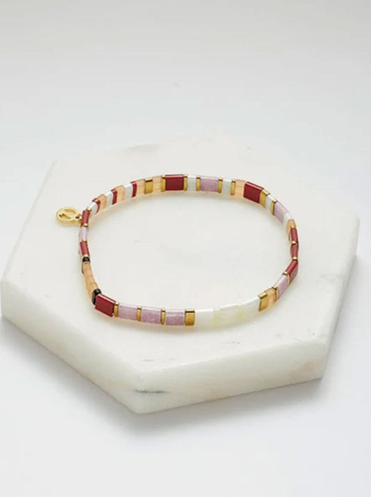 Image of Bracelets. Product name - ZAFINO TILE BRACELET in Rouge colour by brand - Zafino