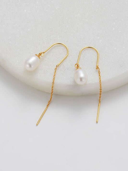 Image of Earrings. Productname: Zafino Talia Thread Earring in Gold colour by brand - Zafino