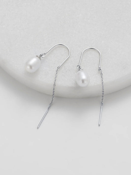 Image of Earrings. Product name - Zafino Talia Thread Earring in Silver colour by brand - Zafino