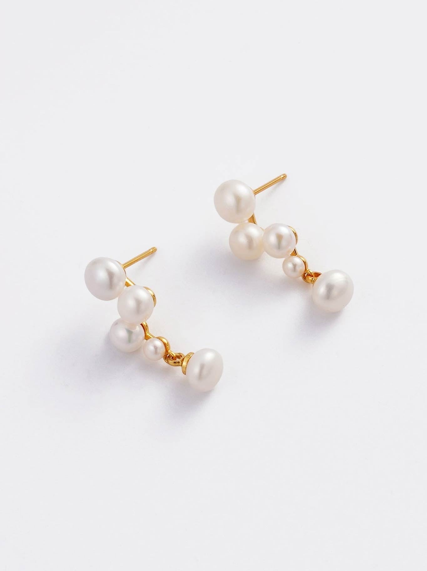 Image of Earrings. Product name - Zafino Luna Pearl Earring in Gold colour by brand - Zafino