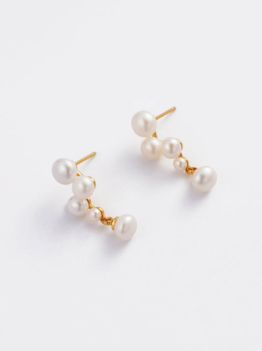Image of Earrings. Product name - Zafino Luna Pearl Earring in Gold colour by brand - Zafino