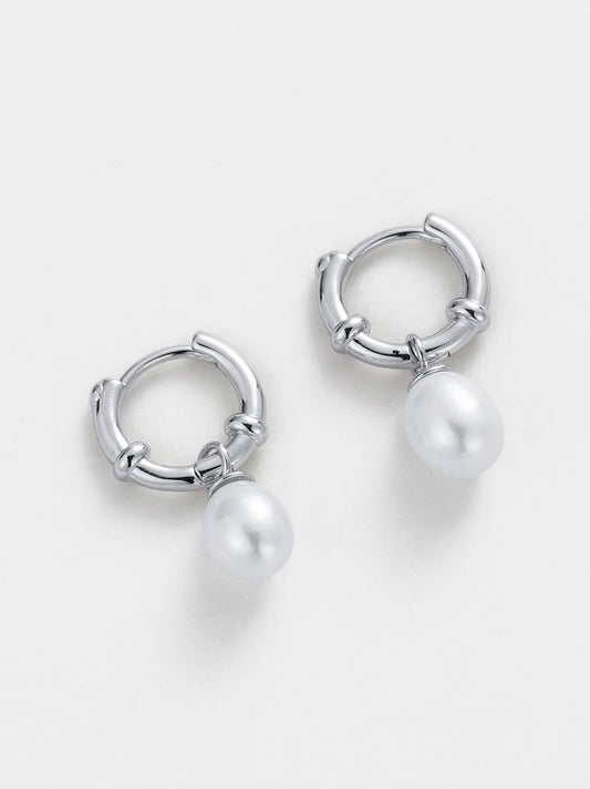 Image of Jewelry. Productname: Zafino Tessa Pearl Hoop in Silver colour by brand - Zafino