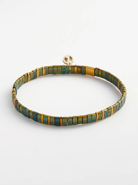 Image of Accessories. Productname: ZAFINO TILE BRACELET in Olive colour by brand - Zafino