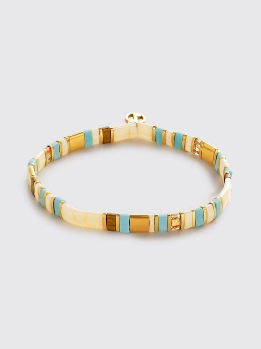Image of Bracelets. Product name - ZAFINO TILE BRACELET in Teal/Cream colour by brand - Zafino
