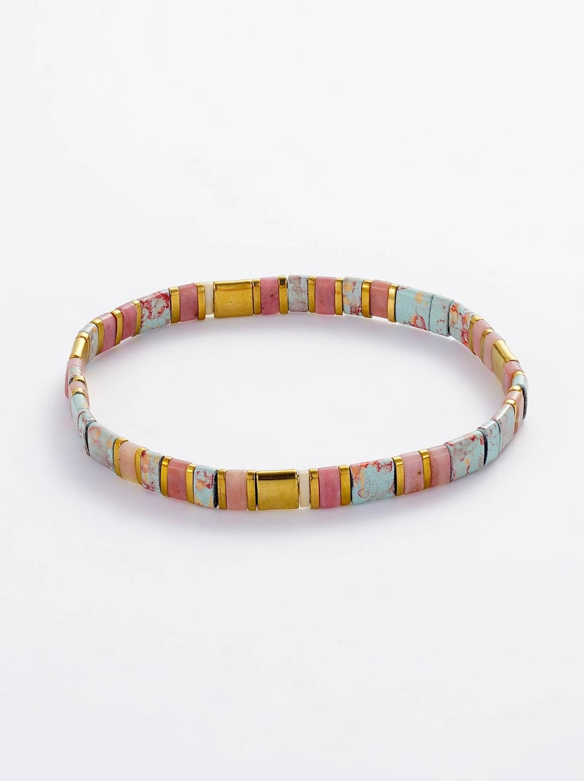 Image of Bracelets. Product name - ZAFINO TILE BRACELET in Teal/Blush colour by brand - Zafino