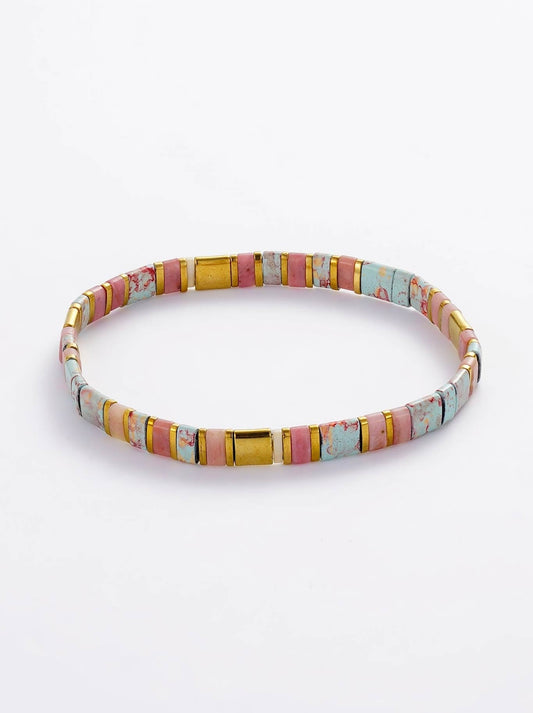 Image of Bracelets. Product name - ZAFINO TILE BRACELET in Teal/Blush colour by brand - Zafino