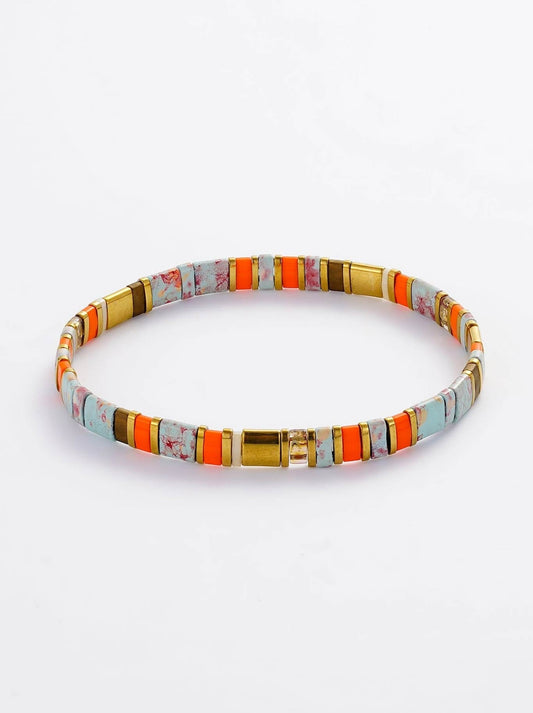 Image of Bracelets. Product name - ZAFINO TILE BRACELET in Teal/Orange colour by brand - Zafino