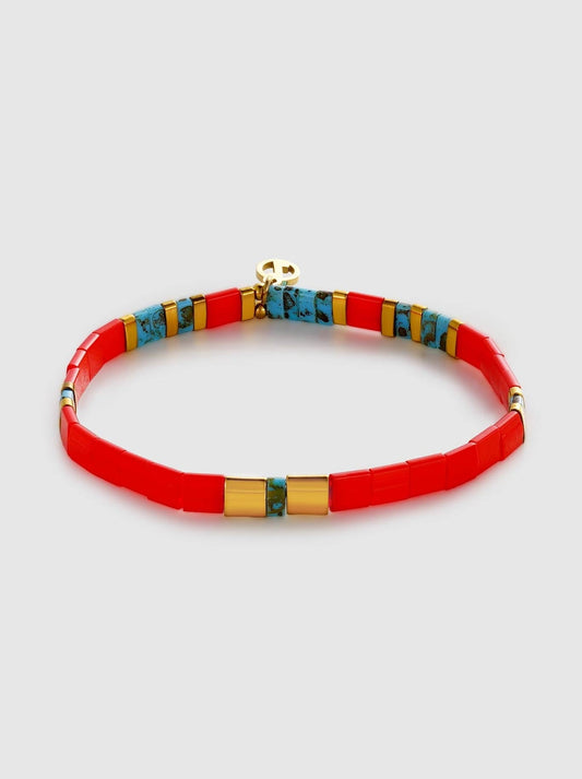 Image of Bracelets. Product name - ZAFINO TILE BRACELET in Coral colour by brand - Zafino