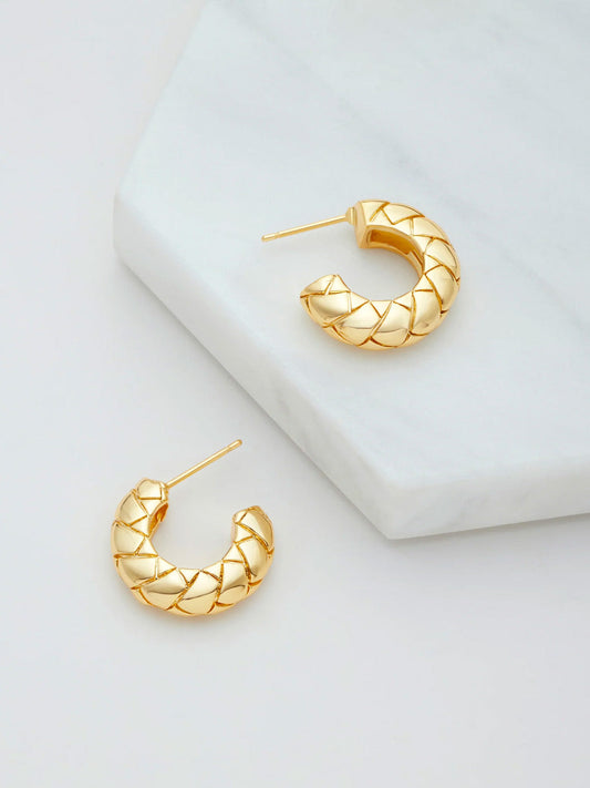Image of Earrings. Product name - Zafino Briana Hoop Earring in Gold colour by brand - Zafino