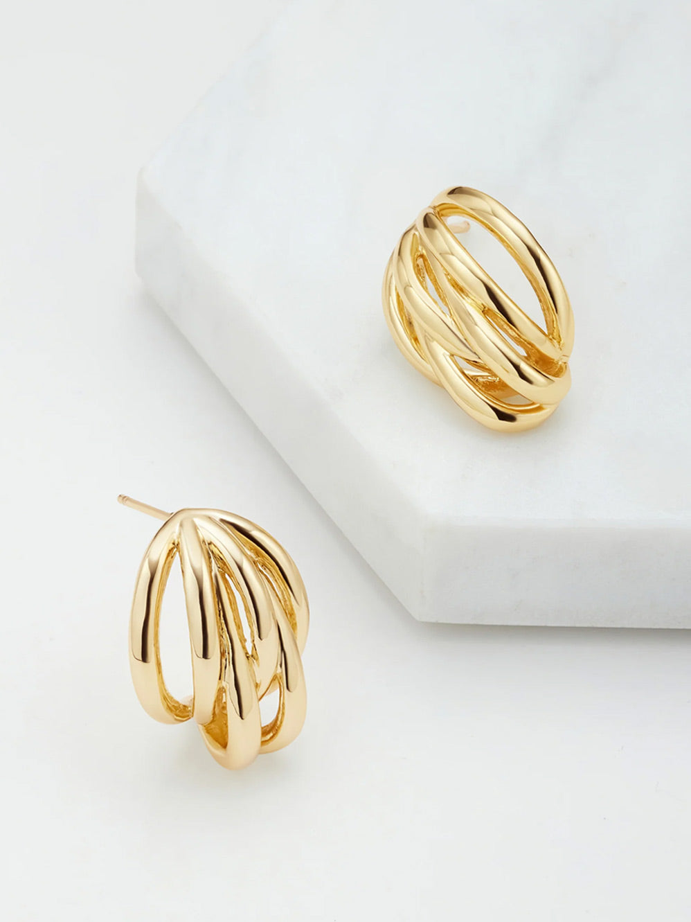 Image of Accessories. Product name - ZAFINO INDIE EARRING in Gold colour by brand - Zafino