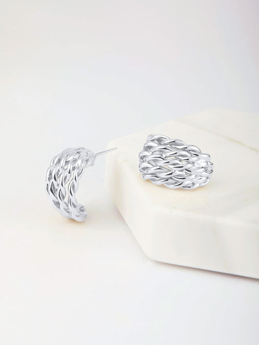 Image of Earrings. Product name - Zafino Sarah Hoop Earring in Silver colour by brand - Zafino