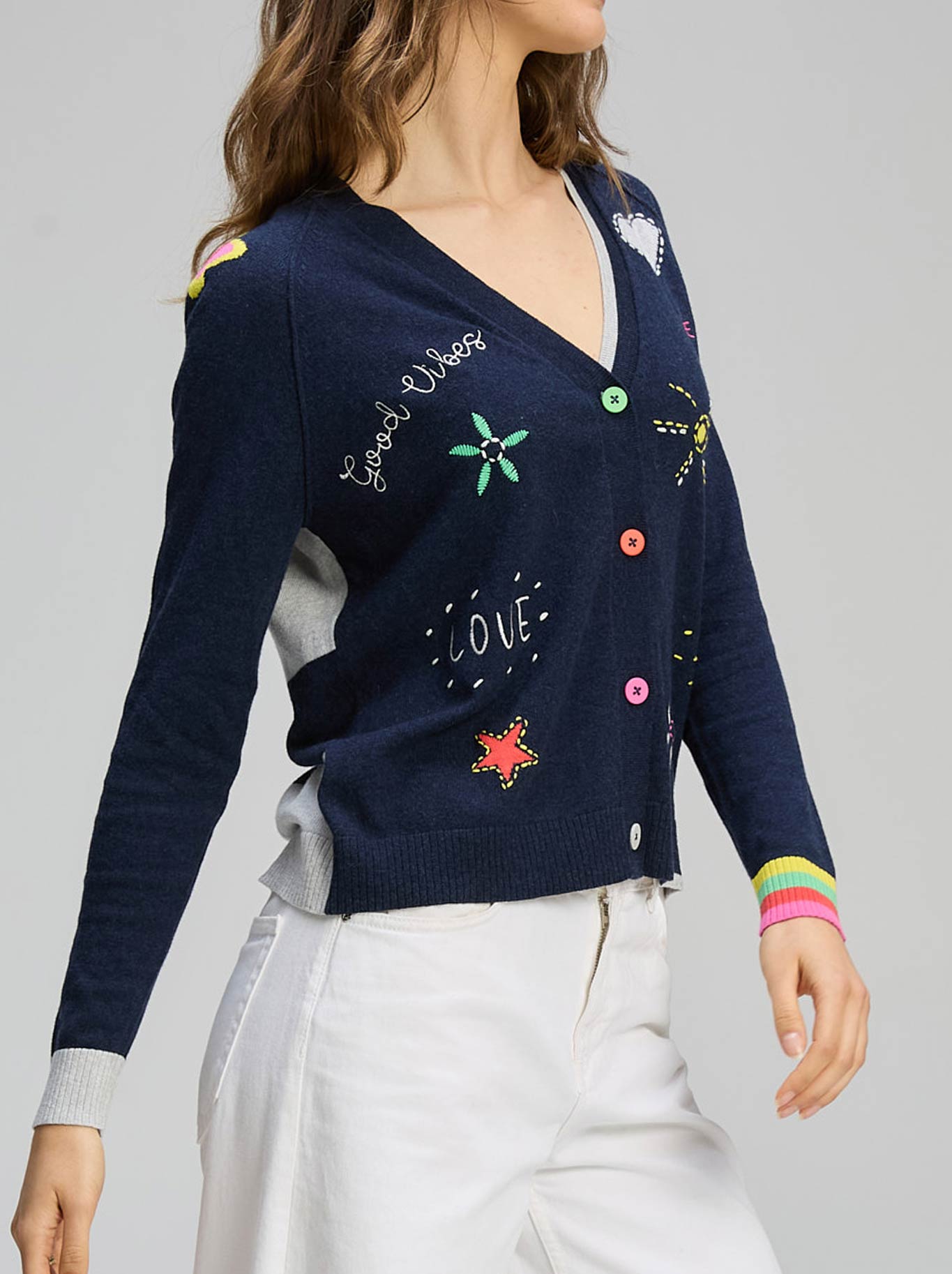 ZAKET & PLOVER GOOD ENERGY CARDI (Dark Denim)