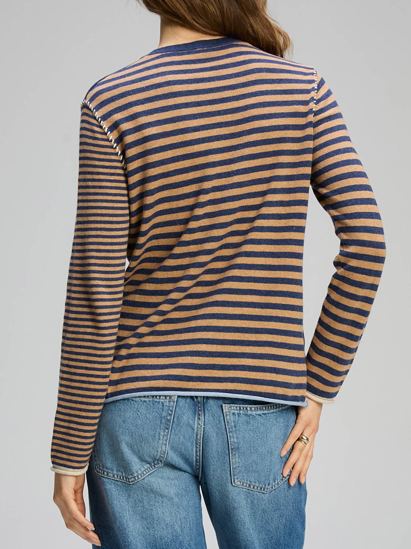 Zaket & Plover Varied Stripe V-Neck (Marle)