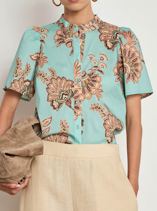 Image of a model wearing Tops. Product name - Zoe Kratzmann Hail Top in Mint Kagari colour by brand - Zoe Kratzmann