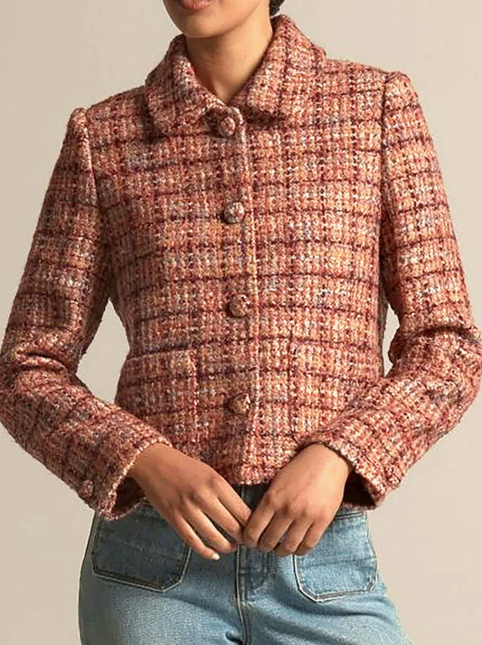 Image of Coats & Jackets. Productname: ZOE KRATZMANN PLUME JACKET in Berry Check colour by brand - Zoe Kratzmann