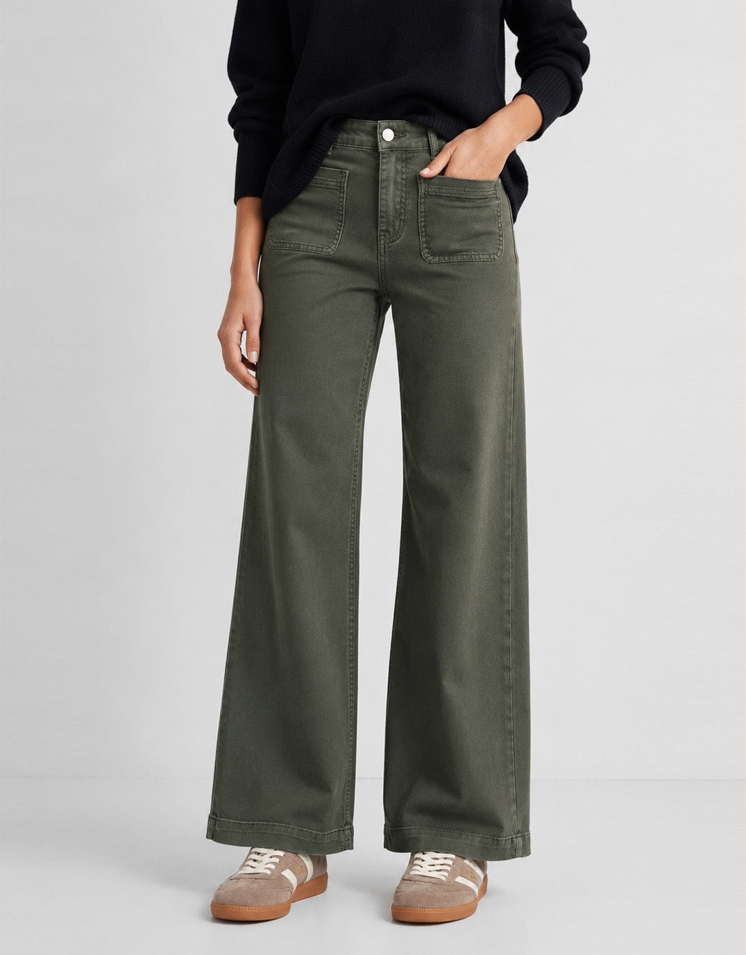 Image of Jeans. Product name - Zoey High Rise Stretch Denim Jean Dark Khaki in Dark Khaki colour by brand - Among the Brave