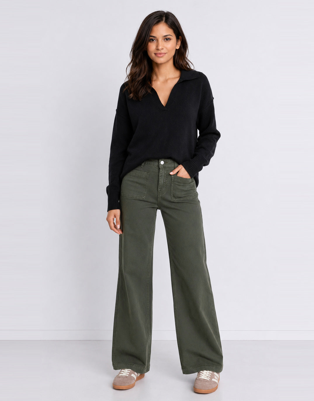 Among the Brave Zoey High Rise Stretch Denim Jean (Dark Khaki)