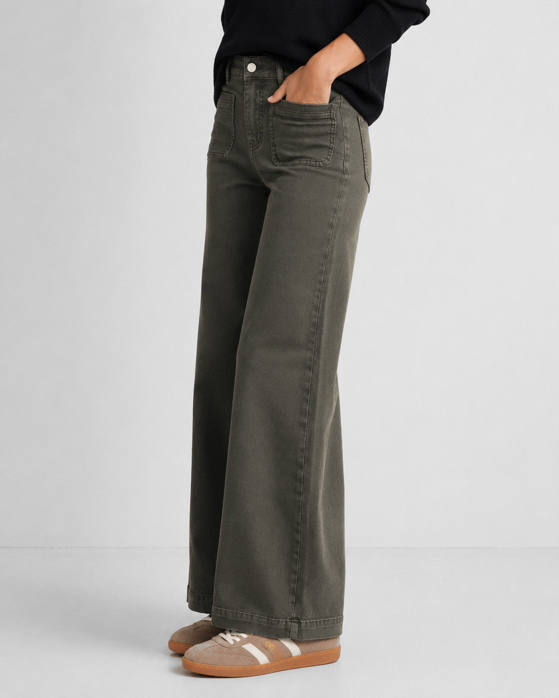 Among the Brave Zoey High Rise Stretch Denim Jean (Dark Khaki)
