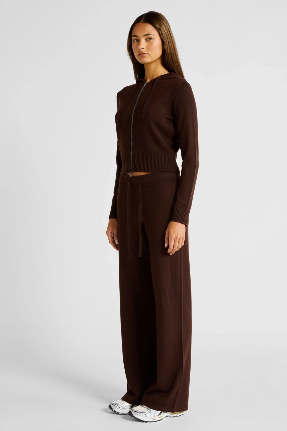 Two Way Knit Hoodie (Espresso)