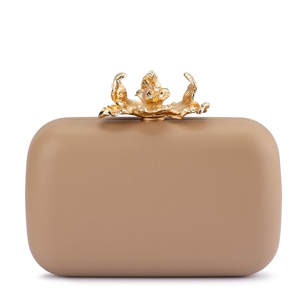 Olga Berg ADELE Orchid Lock Clutch (Natural)