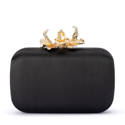 Olga Berg ADELE Orchid Lock Clutch (Black)